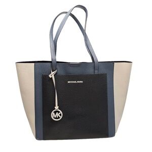Michael Kors Gemma 16" Large Pocket Tote Leather Dark Blue Color Block